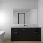 front on KD Max white and black bathroom render