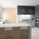 black and light wood kitchen render KD Max