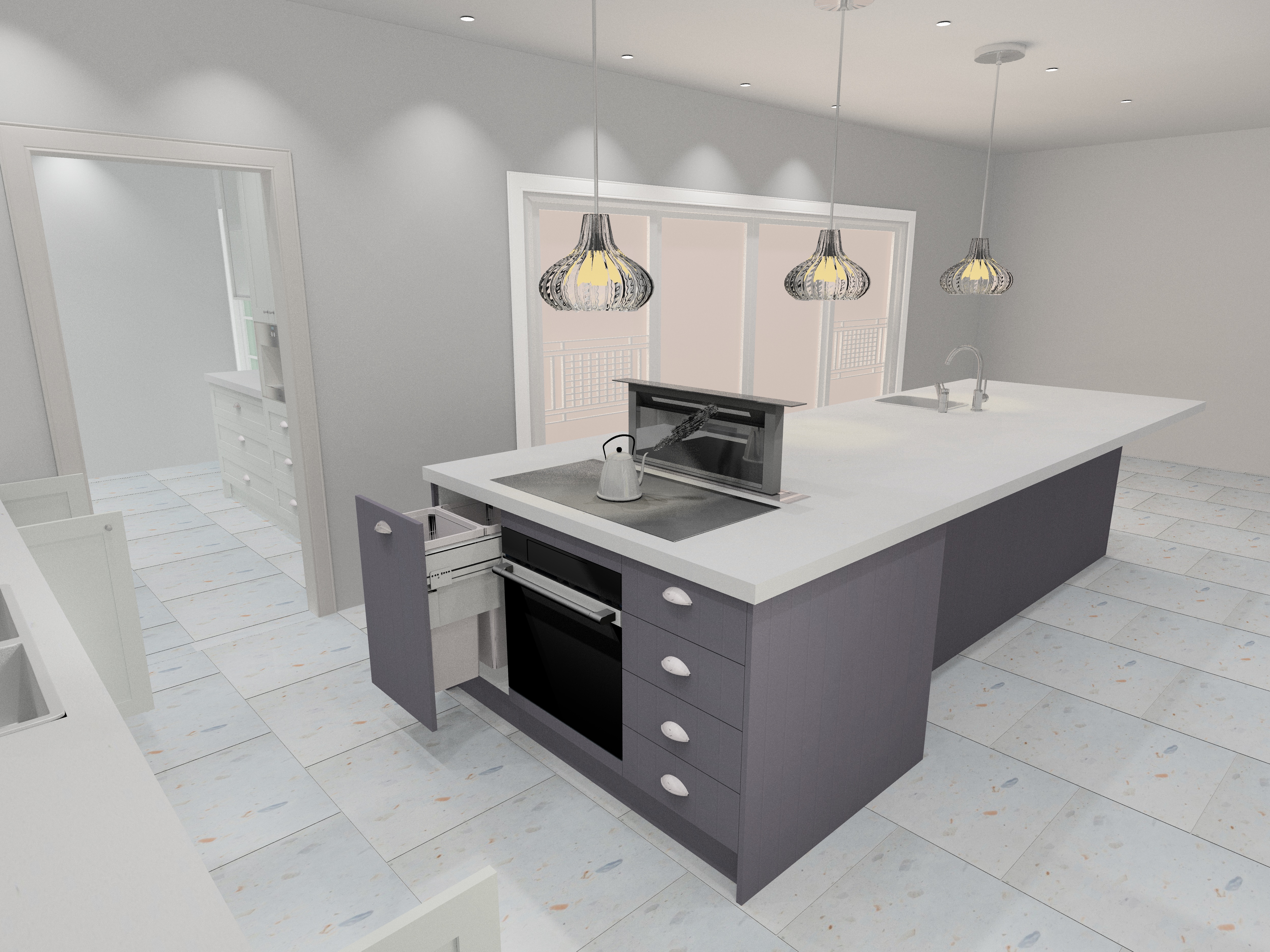 white D Max kitchen render