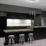 black cabinets and island in kitchen KD Max render