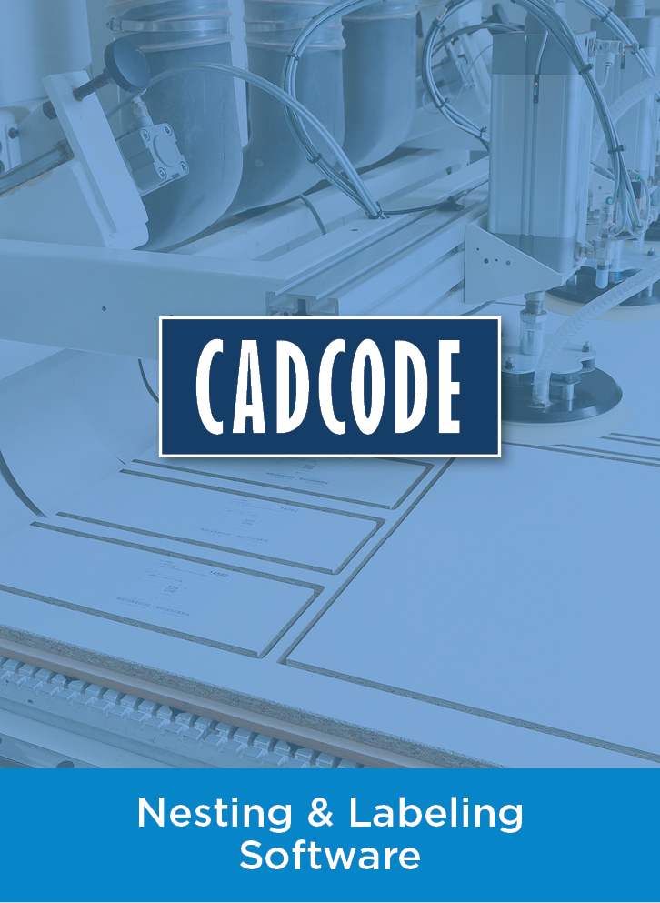 CADCODE logo over light blue wash of nesting machine